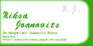 miksa joanovits business card